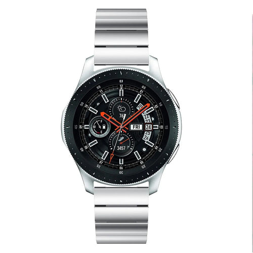 Premium Metal Strap, silver, on a watch, direct front view