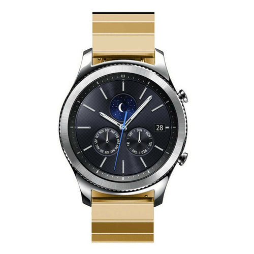 Premium Metal Strap, gold, on a watch, direct front view