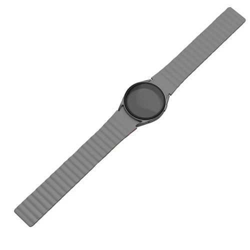 Magnetic Silicone Strap, grey/orange, on a watch, direct front view