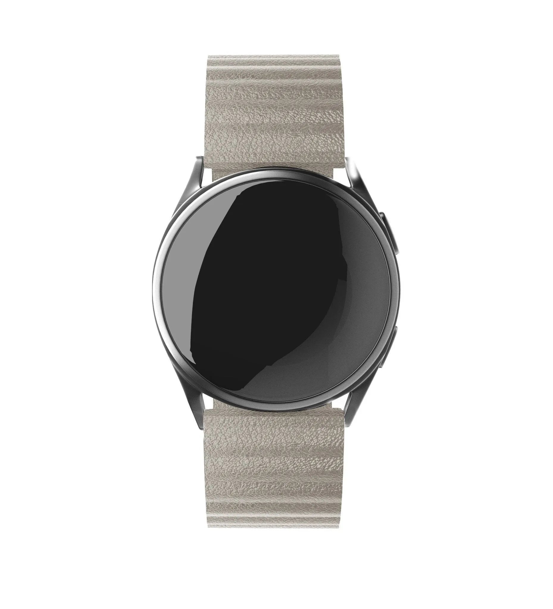 Leather Loop Strap, khaki, on a watch, direct front view