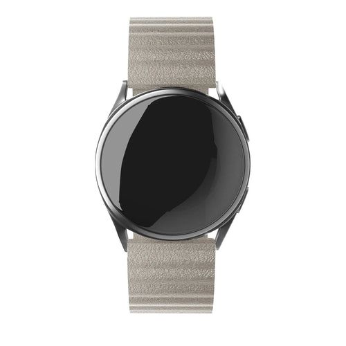 Leather Loop Strap, khaki, on a watch, direct front view