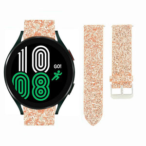 Leather Strap with Glitters, rose gold, on a watch, direct front view