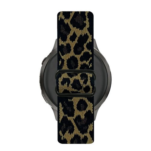 Elastic Nylon Strap, leopard, on a watch, direct front view