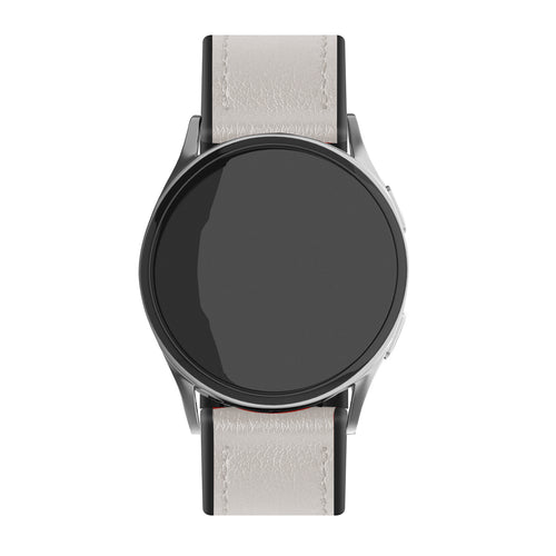 Leather Hybrid Strap, white, on a watch, direct front view