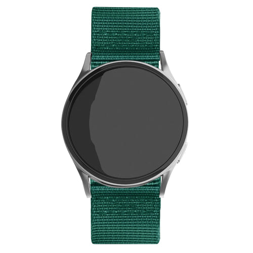 Nylon Buckle Strap, dark green, on a watch, direct front view