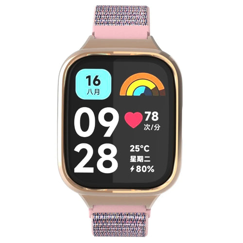 Nylon Strap, pink, on a watch, direct front view