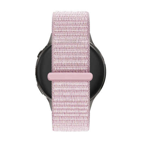 Nylon Loop Strap, pink, on a watch, direct front view