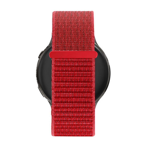 Nylon Loop Strap, red, on a watch, direct front view
