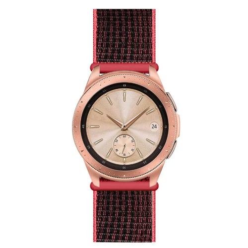 Nylon Strap, black/coral, on a watch, direct front view