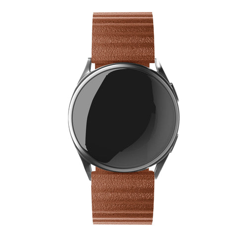 Leather Loop Strap, brown, on a watch, direct front view