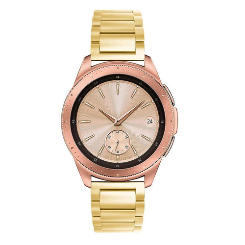 Steel Strap, gold, on a watch, direct front view