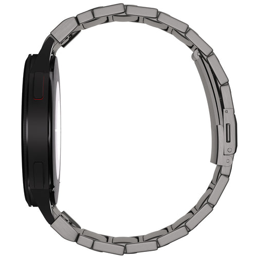 Titanium Strap 'One Push', graphite, on a watch, direct front view