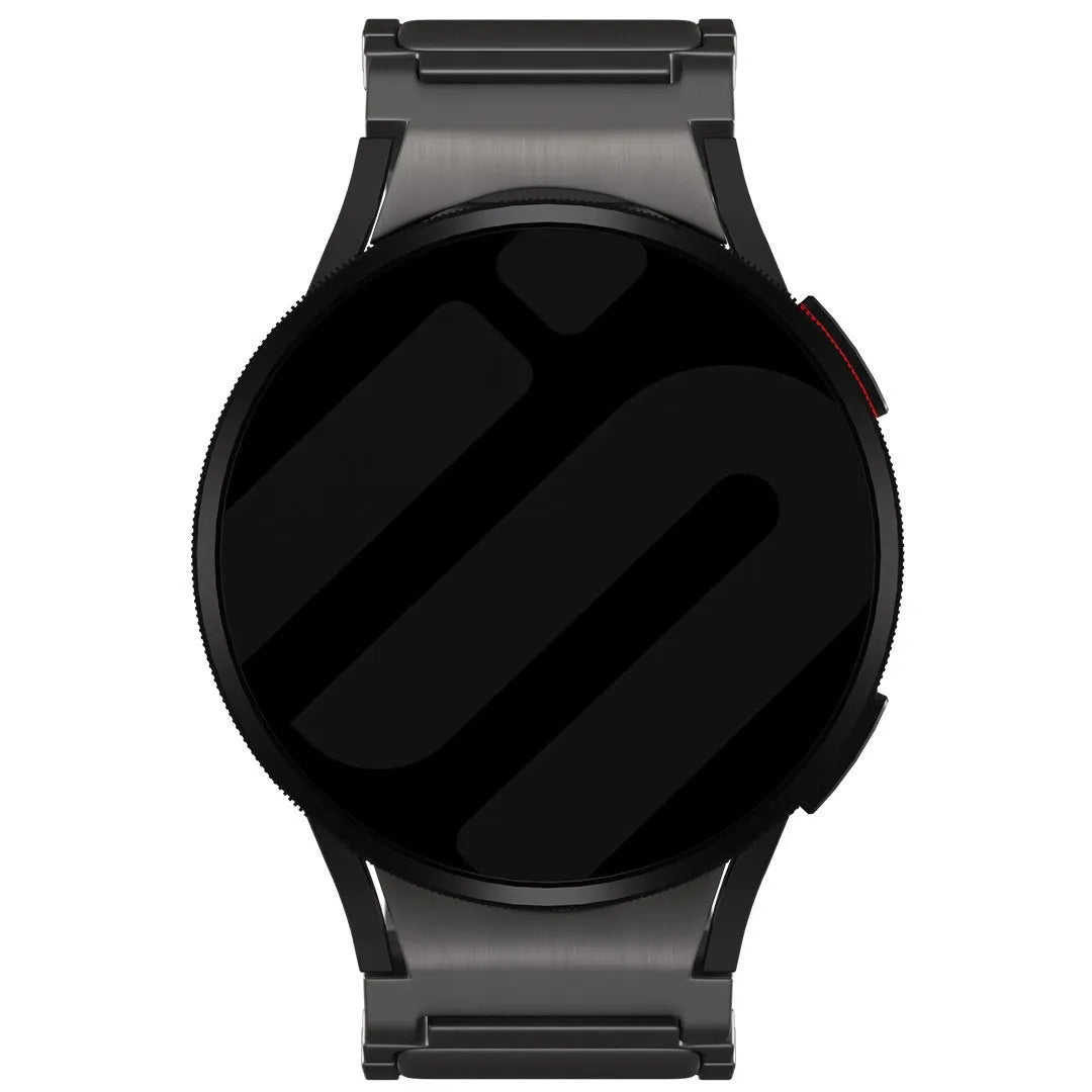 Titanium Strap 'One Push', graphite, on a watch, direct front view