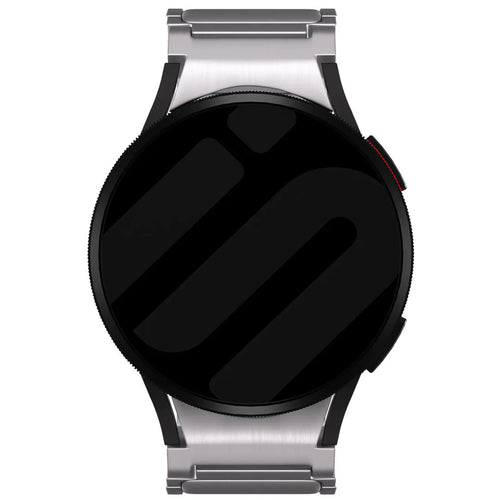 Titanium Strap 'One Push', silver, on a watch, direct front view
