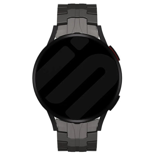 Titanium Strap 'Iron', graphite, on a watch, direct front view