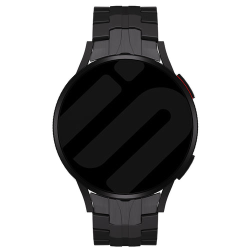 Titanium Strap 'Iron', black, on a watch, direct front view