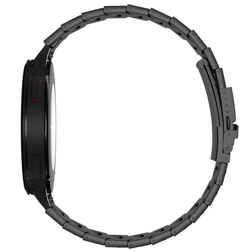 Titanium Strap 'Iron', black, on a watch, direct front view