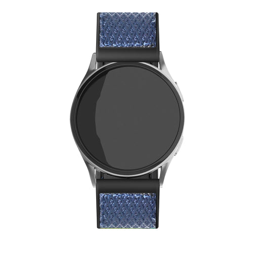 Nylon Hybrid Strap, blue, on a watch, direct front view