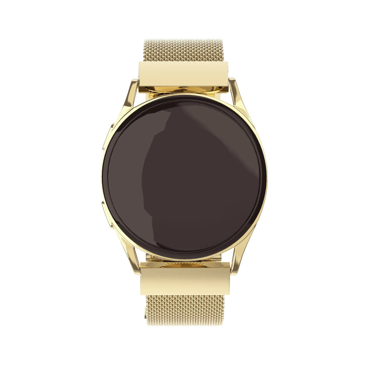 Milanese Steel Strap, gold, on a watch, direct front view