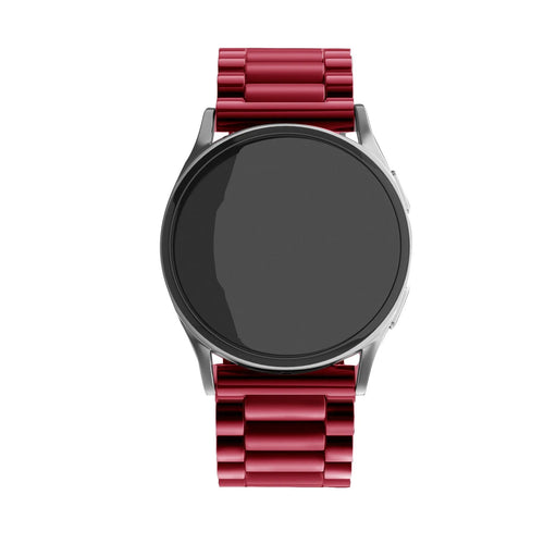 Steel Strap, wine red, on a watch, direct front view