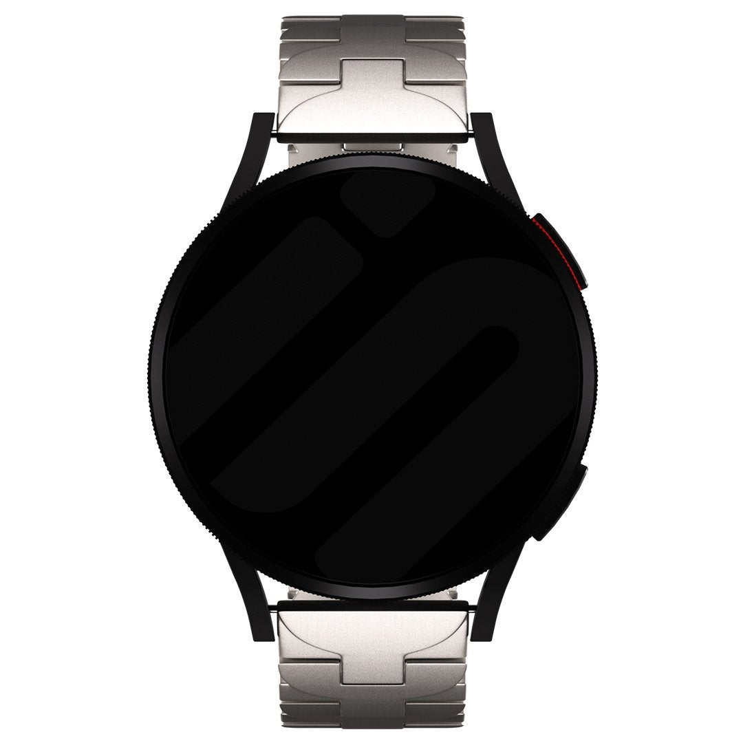 Butterfly Titanium Strap, on a watch, direct front view