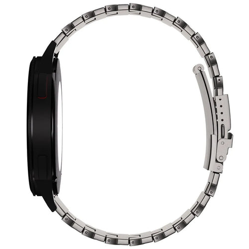 Butterfly Titanium Strap, graphite, on a watch, direct front view