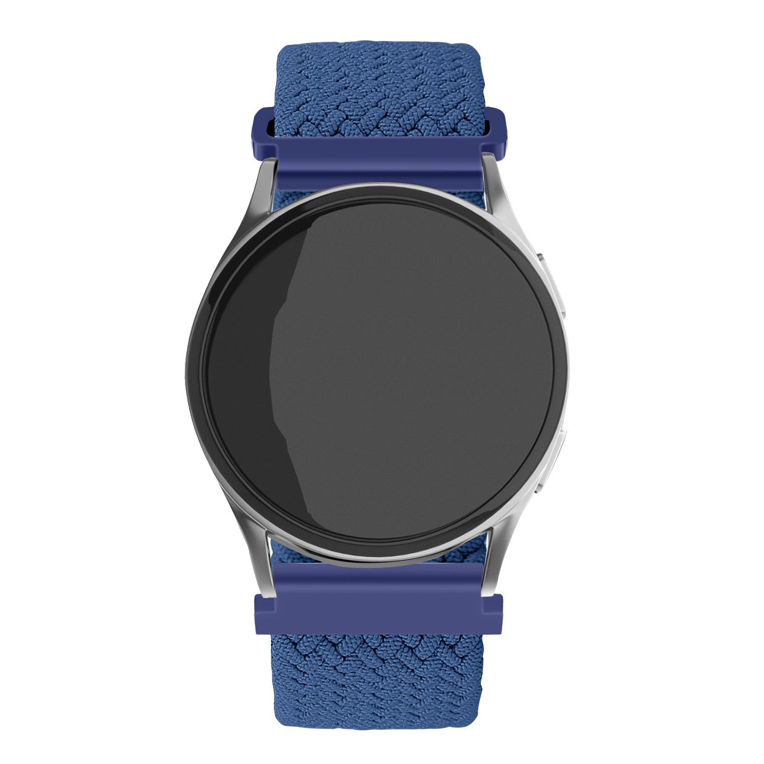 Nylon Adjustable Braided Strap, blue, on a watch, direct front view