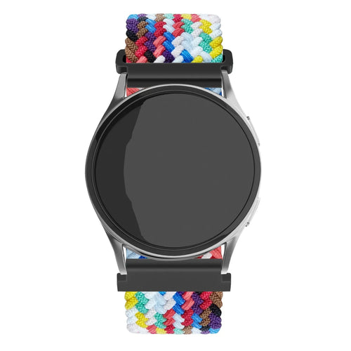 Nylon Adjustable Braided Strap, colourful, on a watch, direct front view