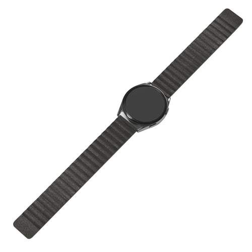 Leather Loop Strap, black, on a watch, direct front view