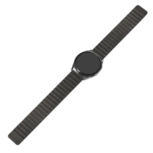 Leather Loop Strap, black, on a watch, direct front view