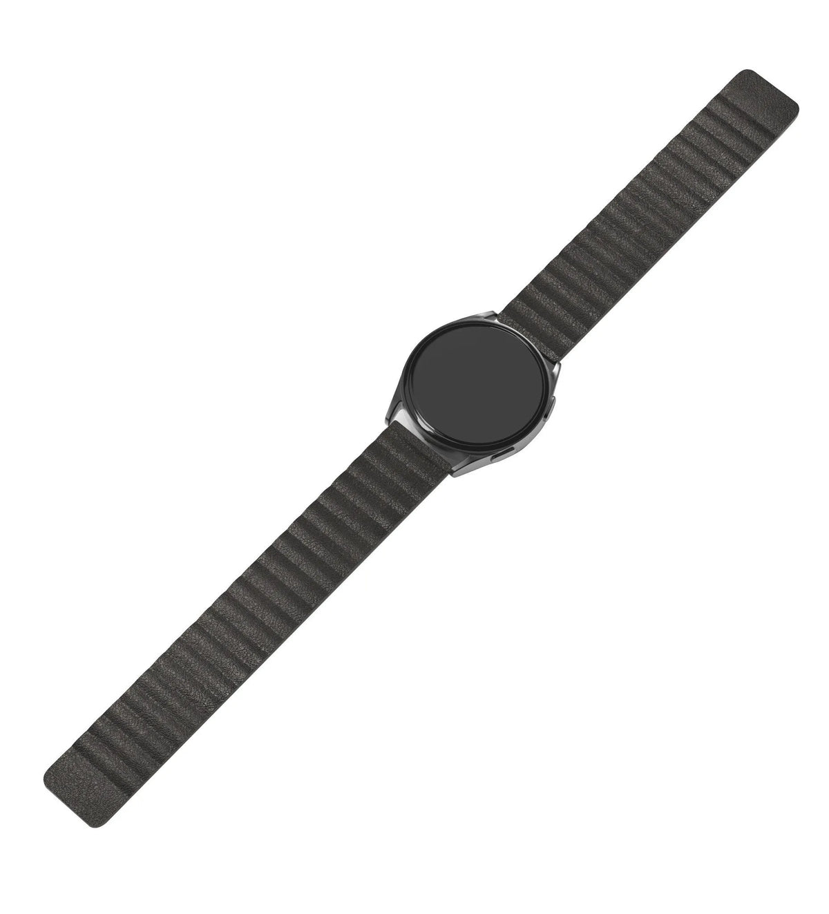 Leather Loop Strap, black, on a watch, direct front view