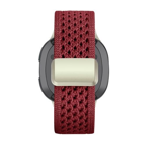 Bandz Samsung Galaxy Watch 8 - 40mm Vintage Nylon Armband (Weinrot)