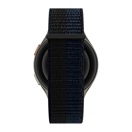 Bandz Samsung Galaxy Watch 7 - 44mm Nylon Strap 'Easy Fit' (Black/Blue)