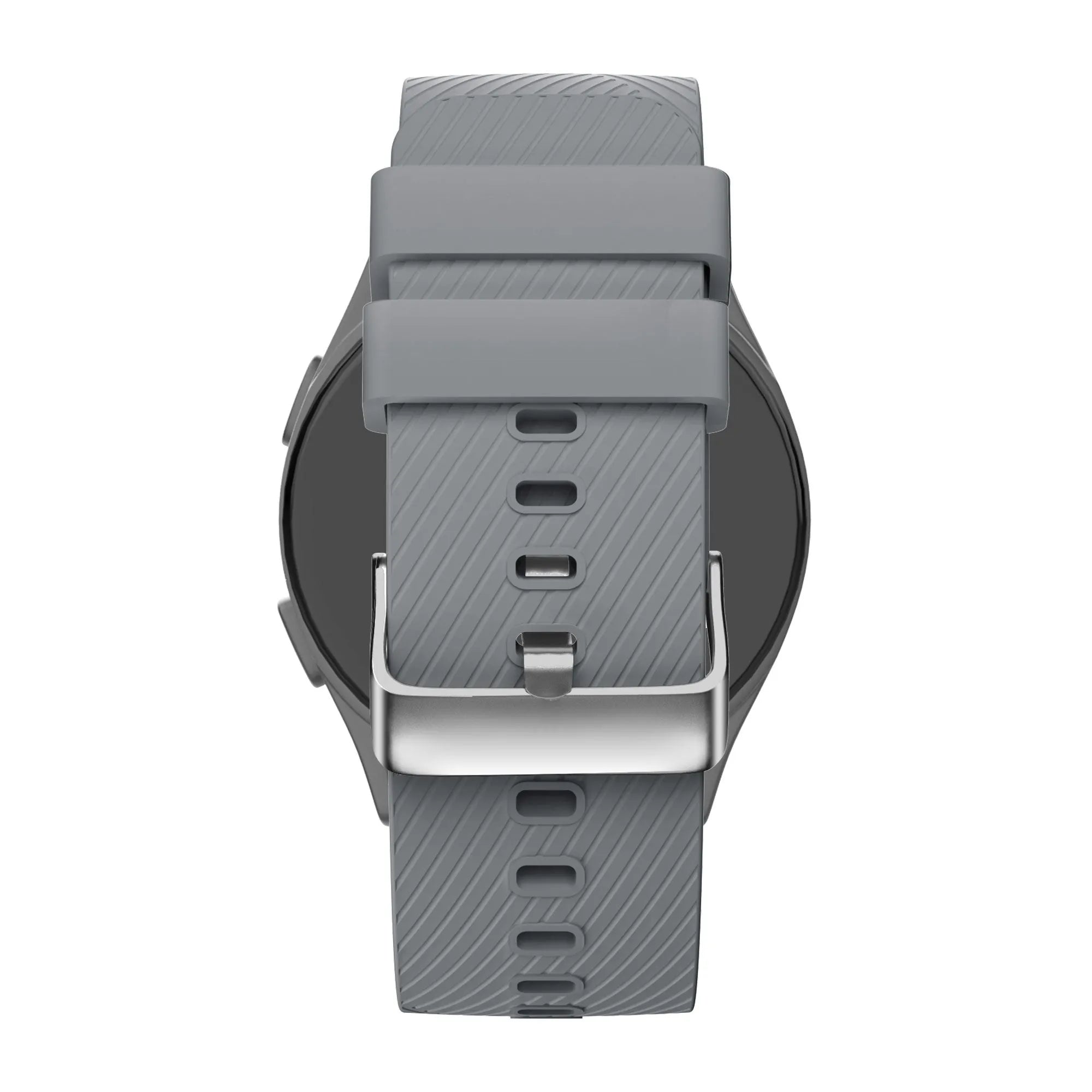 Silicone Strap 'Deluxe', grey, on a watch, direct rear view