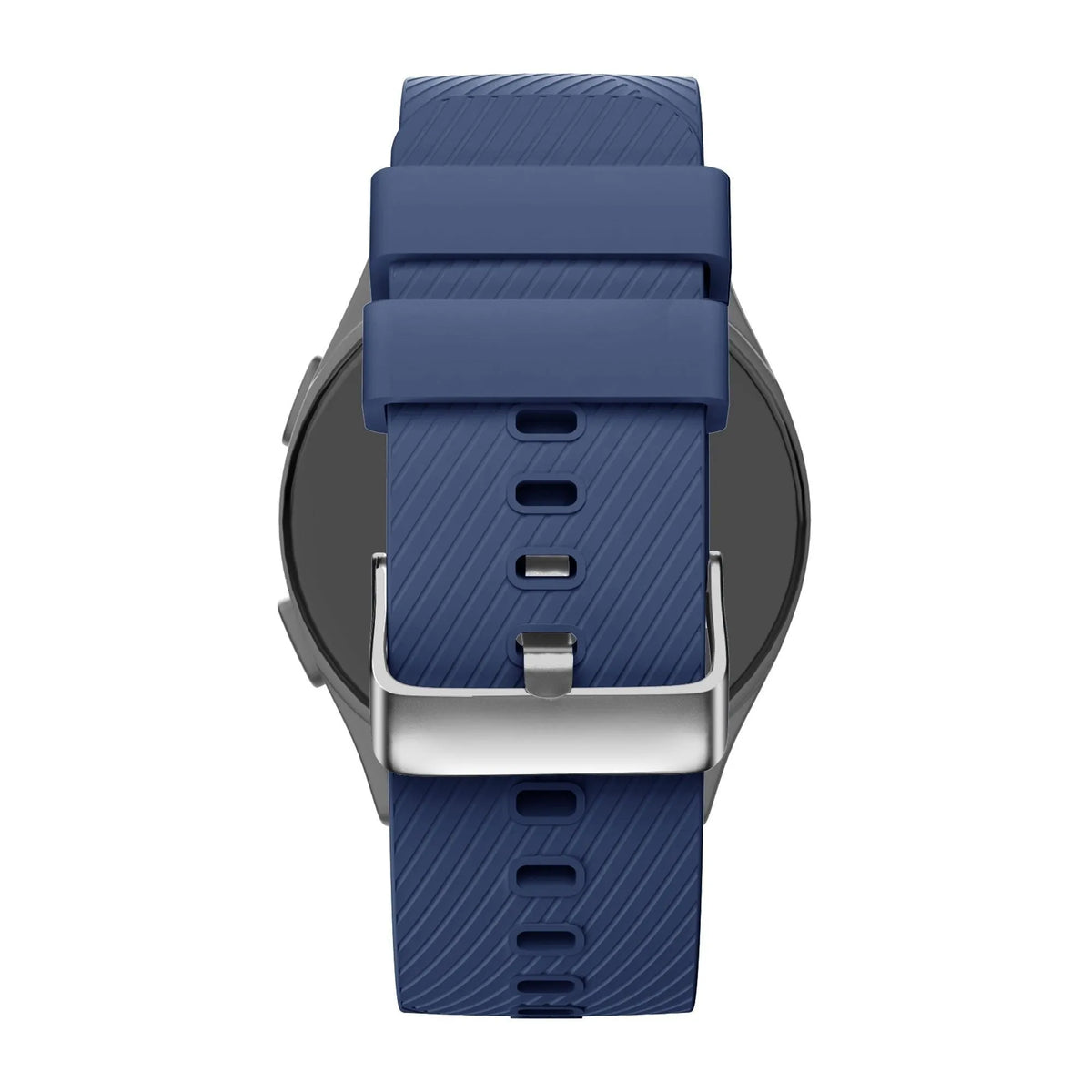 Silicone Strap 'Deluxe', dark blue, on a watch, direct rear view