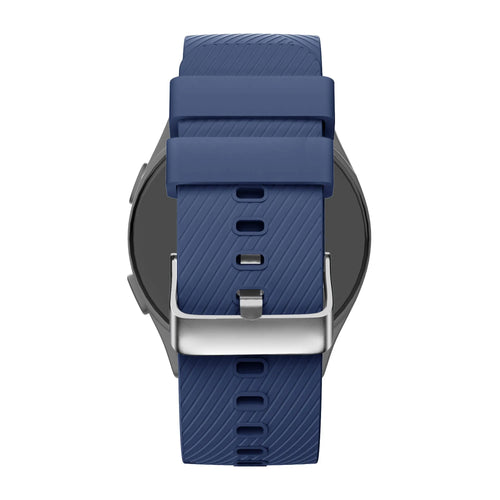Silicone Strap 'Deluxe', dark blue, on a watch, direct rear view