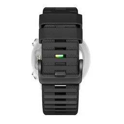 Buckled Silicone Strap, black, on a watch, direct rear view
