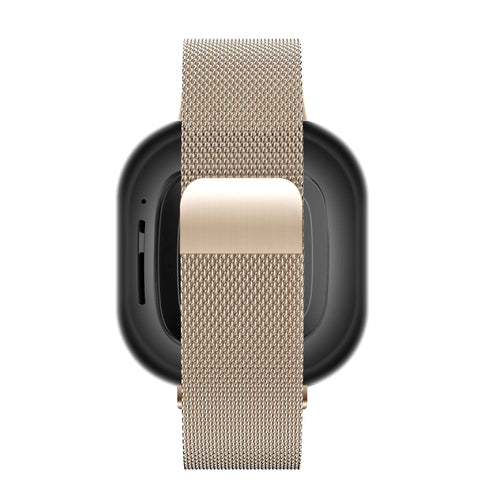 Milanese Loop Strap, rose gold, on a watch, direct rear view