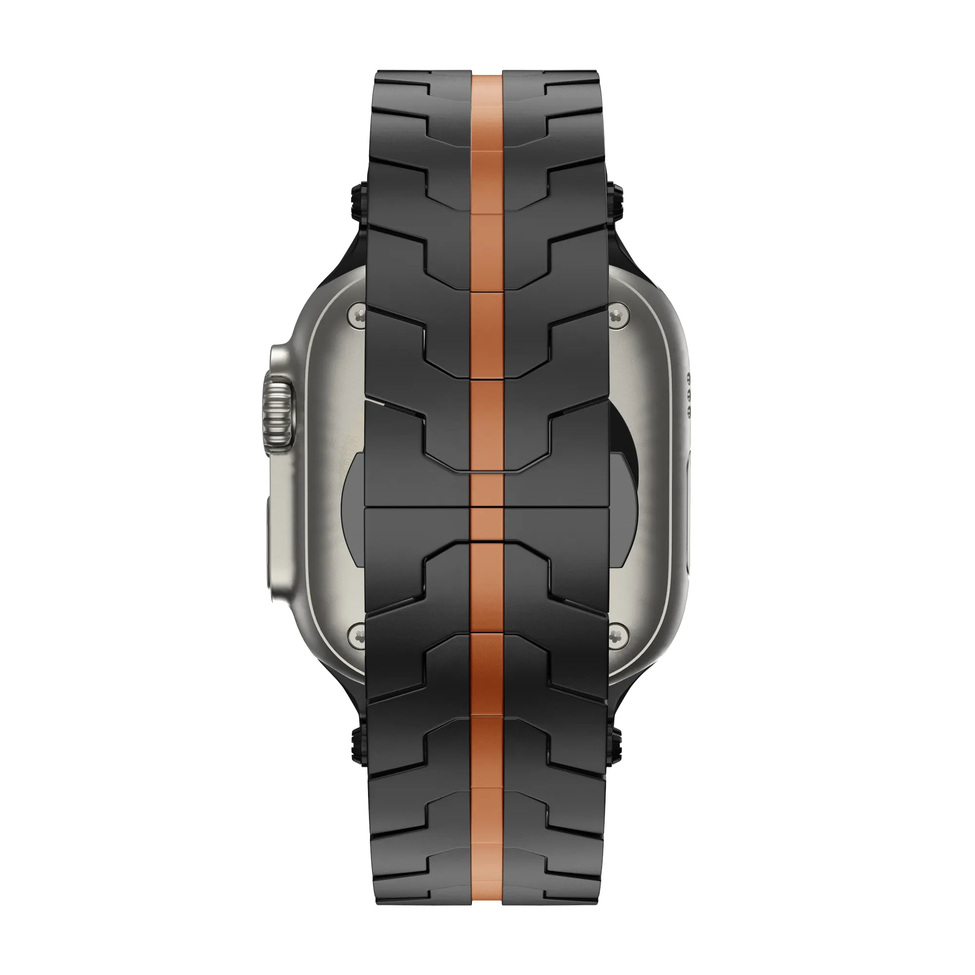 Bandz Apple Watch Metal Grain Strap 'Deluxe' (Black/Orange)