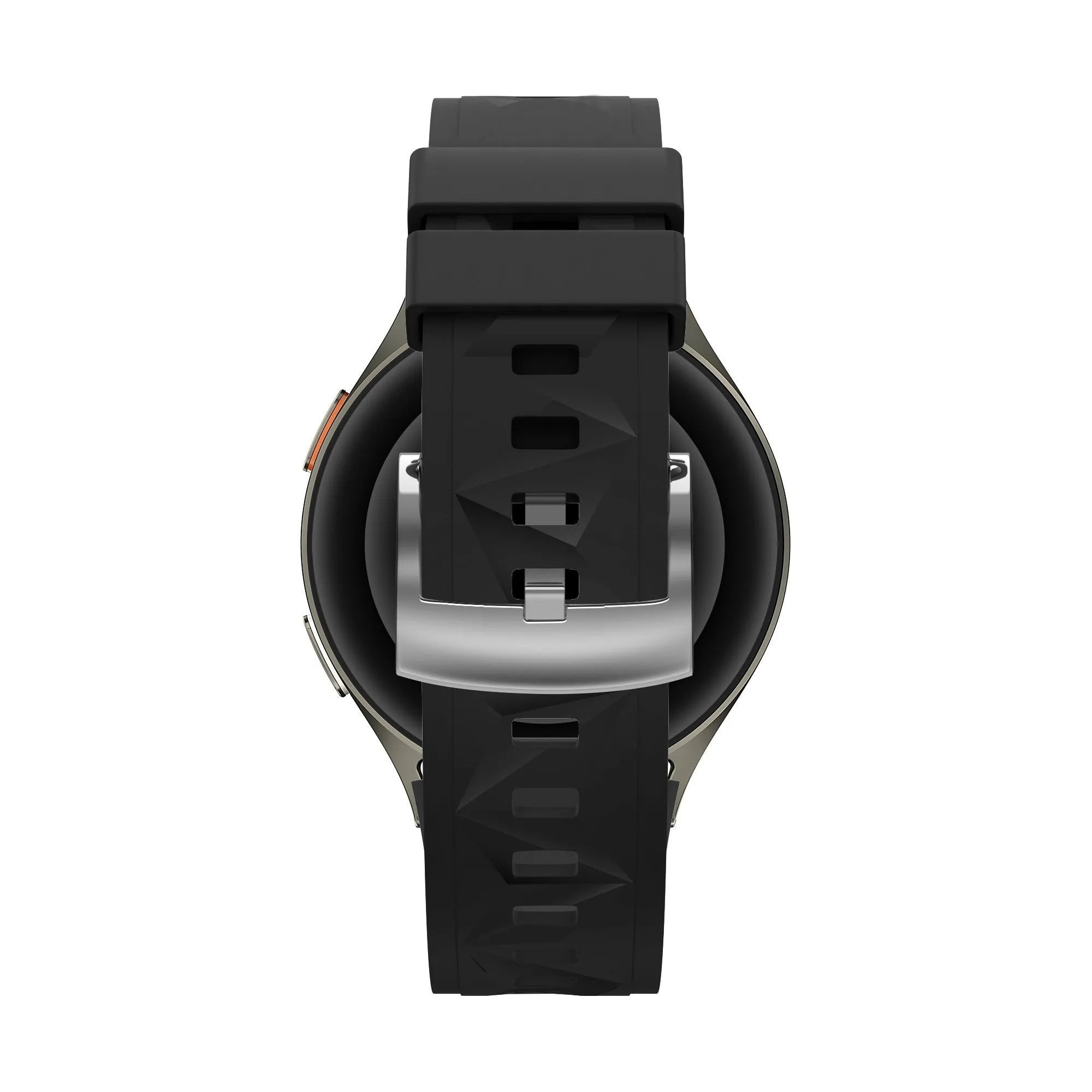 Silicone Strap 'Easy Fit', black, on a watch, direct rear view