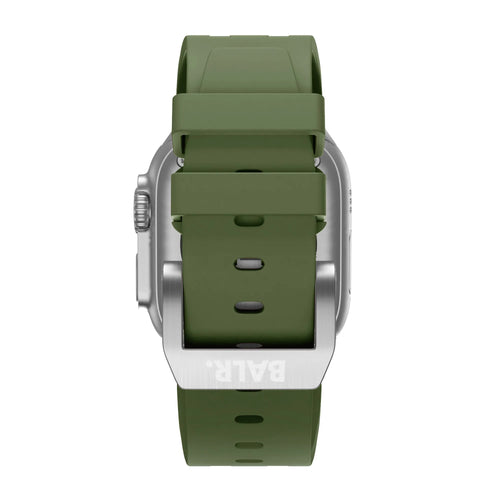 Balr. Apple Watch Ultra flüssiges Silikonarmband (Grün/Silber)