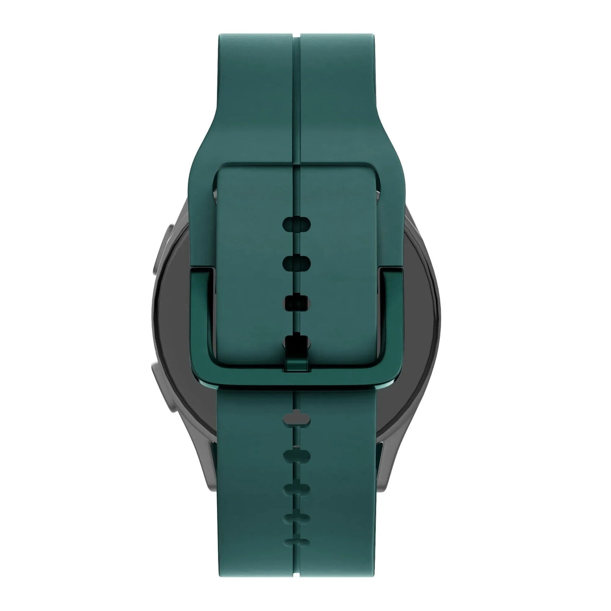 Silicone Strap 'Extreme', dark green, on a watch, direct rear view