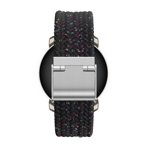 Woven Nylon Strap, black, on a watch, direct rear view
