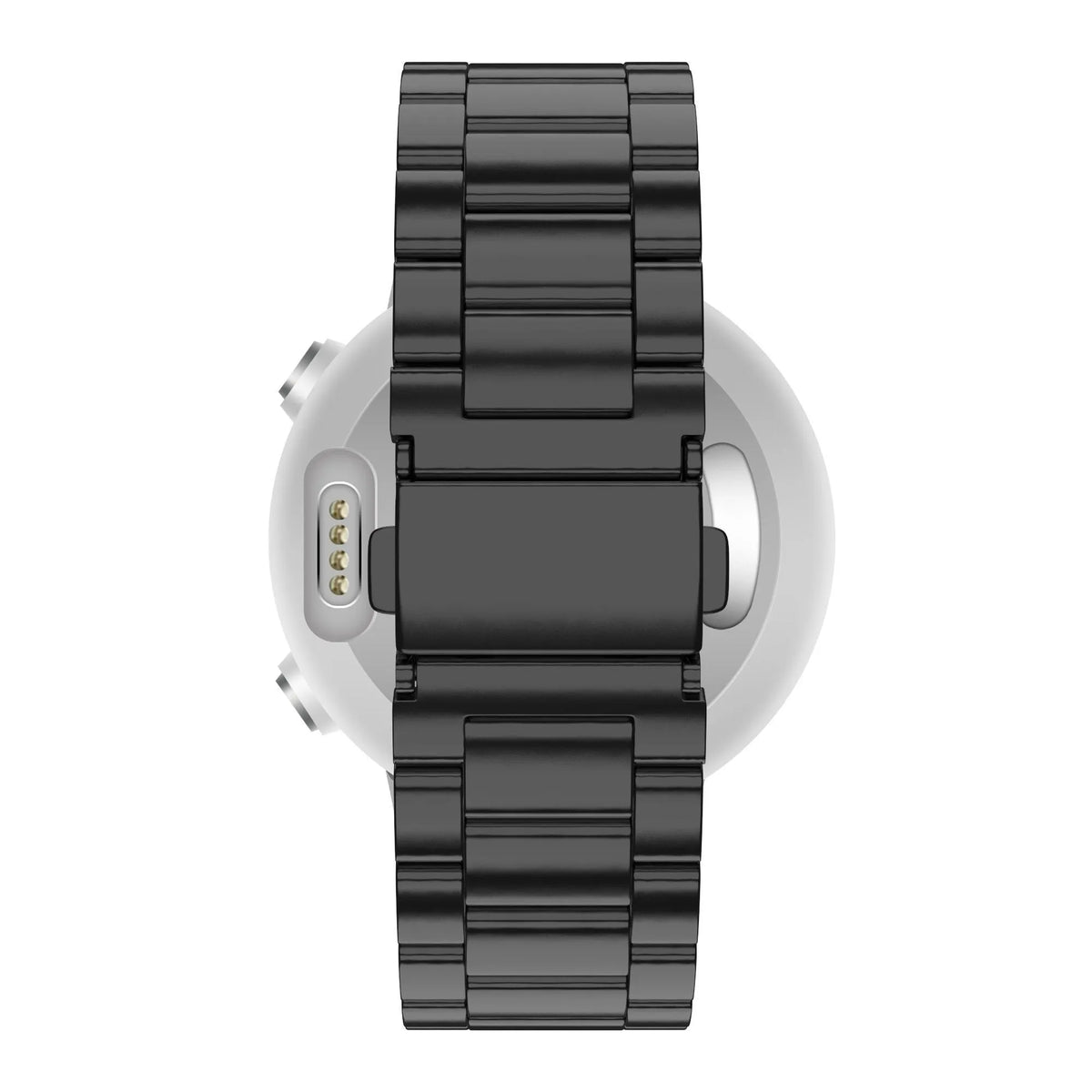 Steel Strap 'Classic', black, on a watch, direct rear view