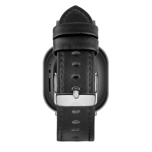 Leather Strap 'Deluxe', black, on a watch, direct rear view