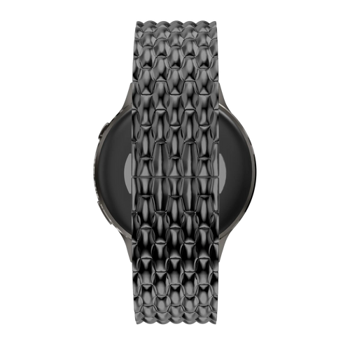 Steel Strap 'Dragon', black, on a watch, direct rear view