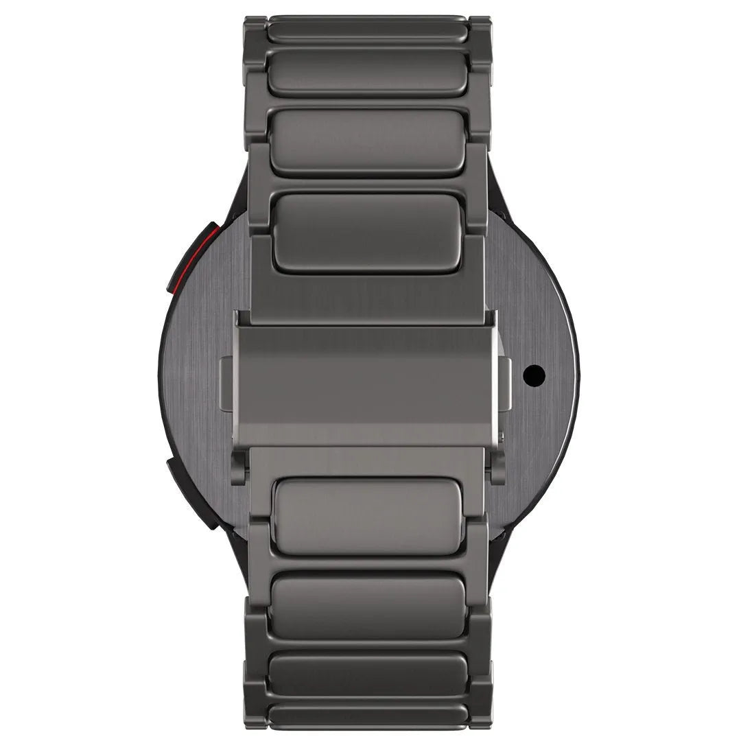 Titanium Strap 'One Push', graphite, on a watch, direct rear view