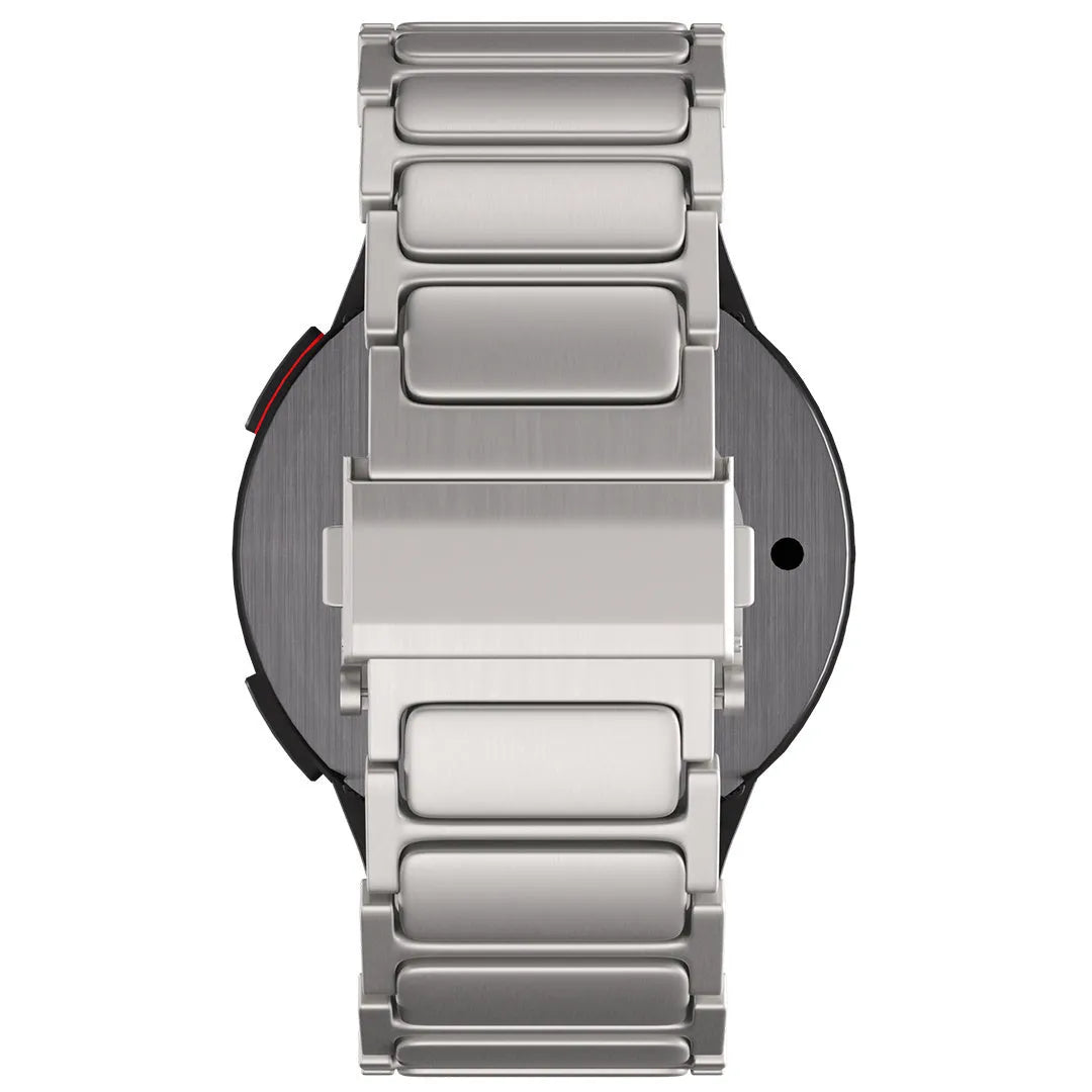 Titanium Strap 'One Push', on a watch, direct rear view