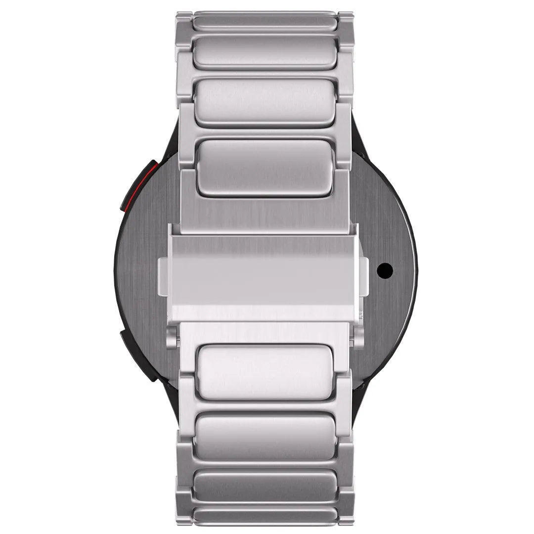 Titanium Strap 'One Push', silver, on a watch, direct rear view