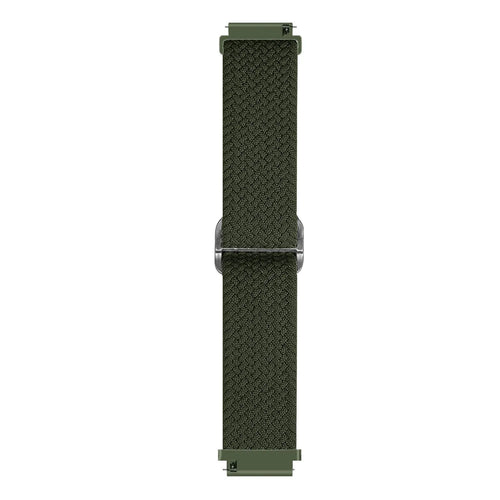 Nylon Adjustable Braided Strap, green, on a watch, direct rear view